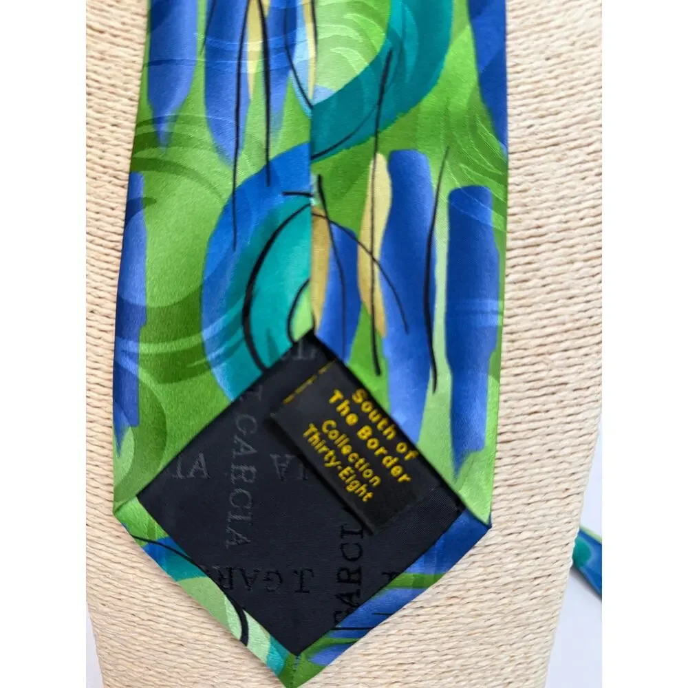 J Garcia Jerry Garcia Silk Tie Green Blue South of the Border Collection 38